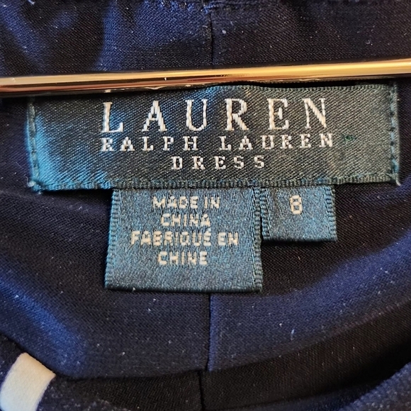 Lauren Ralph Lauren Shift Dress Sz: 8 Navy and White Geometric Dress - Picture 3 of 13